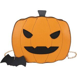Women's Orange Black Pu Leather Zipper Novelty Devil Crossbody Halloween Bag